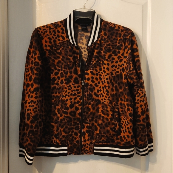 Leopard print Baseball jacket with Cuffs Size 18/20 - Picture 1 of 8